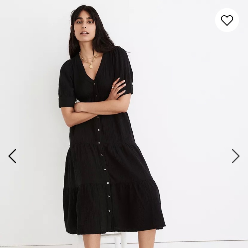 Madewell Lightspun Button-Front Tiered MIDI Dress